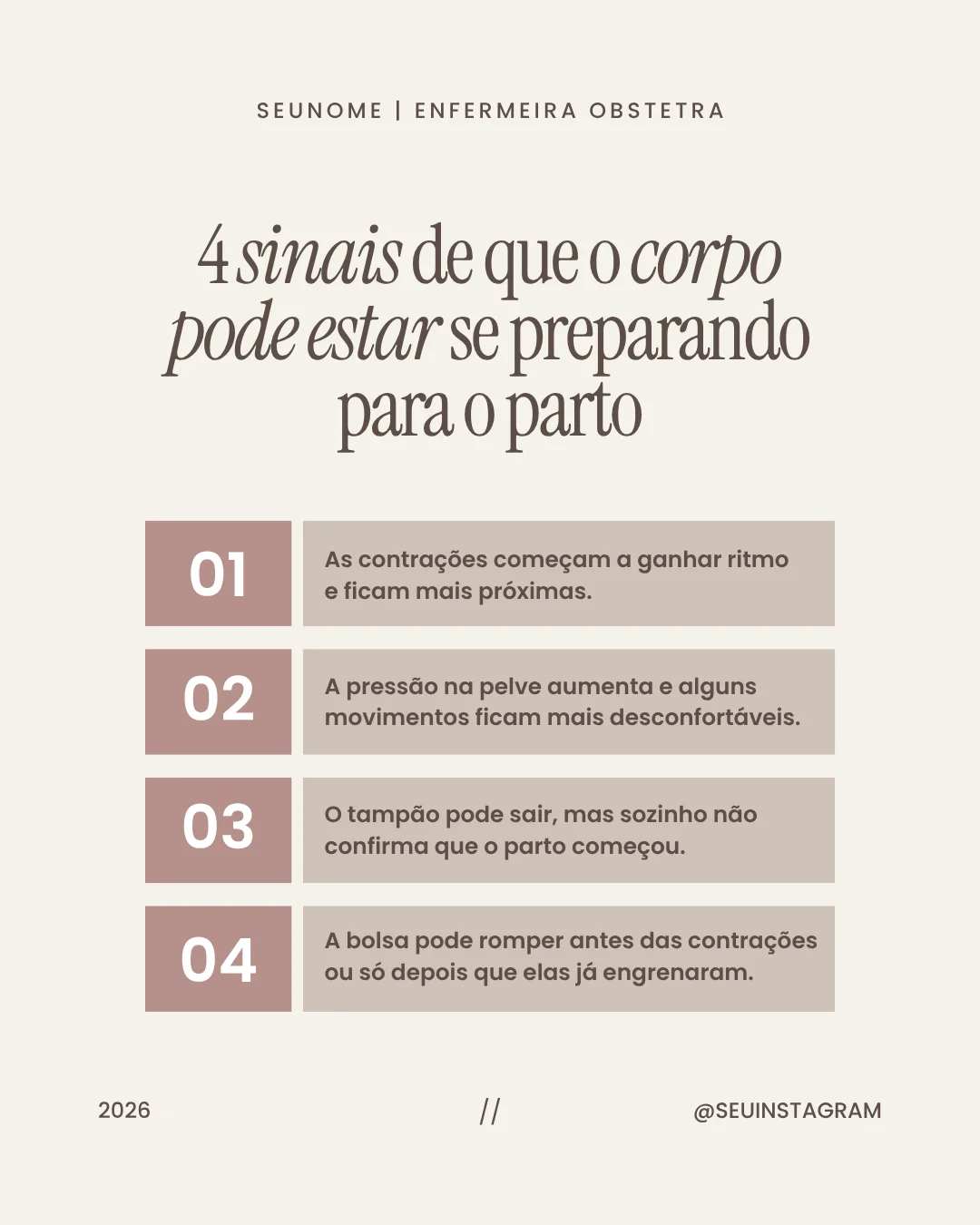 Post para feed de enfermagem obstétrica 2